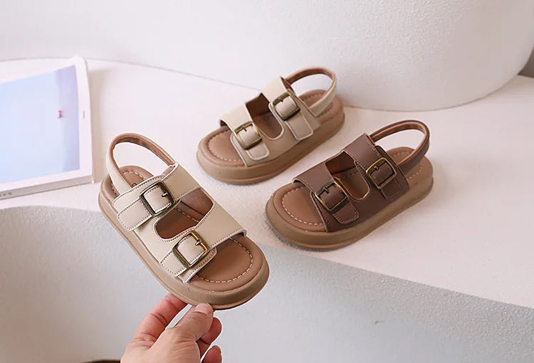 Kids Sandal 2024 New Summer Sandals for Boy Fashion Girls Thick Bottom Causal Sandals Children Beach Shoes Open-toe Hook Loop