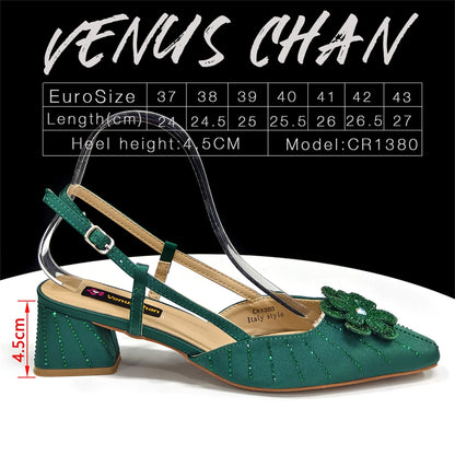 Party Shoes and Bag Ladies Heel Decoration Pure Elegant Flower Wedding Shoes and Bag Full Rhinestone Fashion Handbag