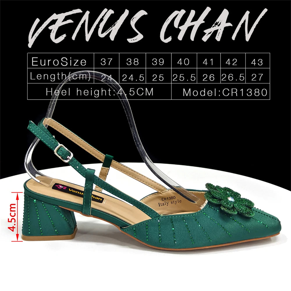 2026 Elegant Gold Color Women's Heels Handbag Set Rhinestone Embellished Designer Shoes for Weddings Special Events