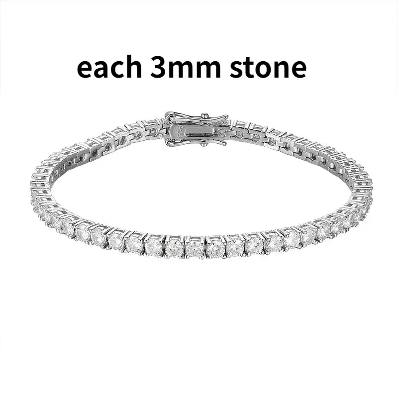 2-6.5mm Real Moissanite Tennis Bracelet for Women Christmas Gift Platinum Plated 100% 925 Sterling Silver Wedding Jewelry
