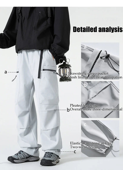 Hiking Pants Men Waterproof Windproof Breathable Elastic Waist Climbing Trekking Fishing Pants Camping Casual Overalls Trousers
