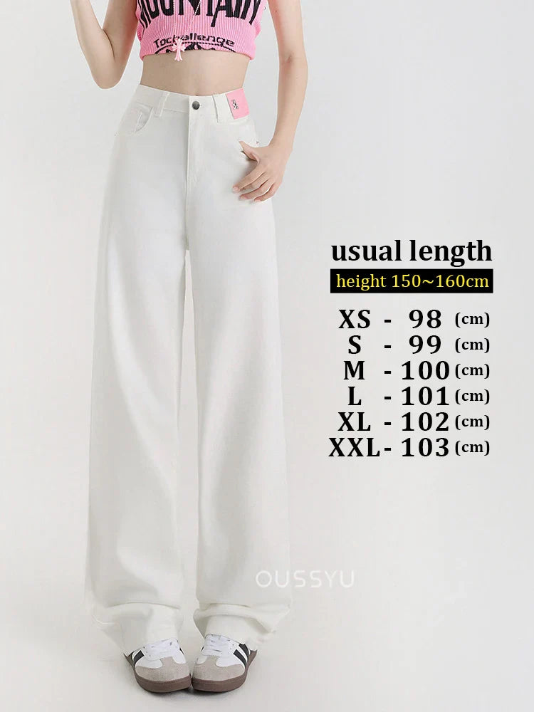 New Summer Soft Lyocell Jeans Women Blue Khaki White High Waist Straight Thin Wide Leg Denim Pants Y2k Loose Female Clothing 2XL
