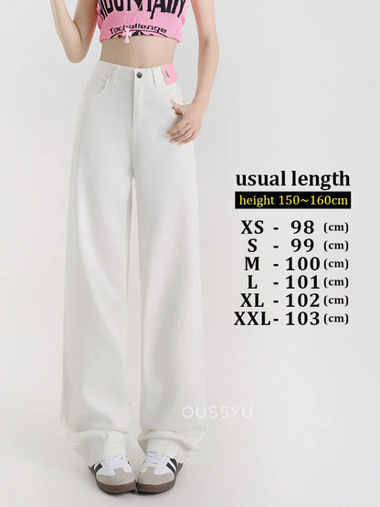 New Summer Soft Lyocell Jeans Women Blue Khaki White High Waist Straight Thin Wide Leg Denim Pants Y2k Loose Female Clothing 2XL