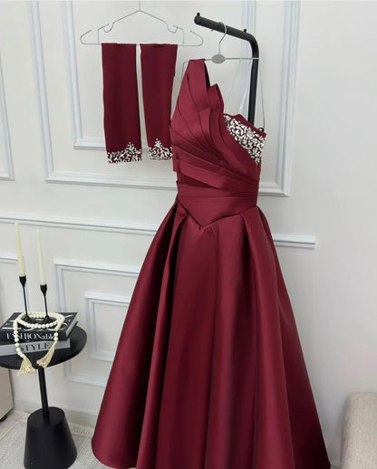 Customized Elegant Satin Women's Evening Gown Elegant Dresses for Women Gala Party Dress Luxurious Simple Evening Wear Prom