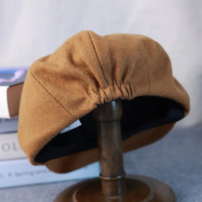 New Wool Newsboy Cap Black Khaki Men Women British Gatsby Retro Hat Driver Flat Cap for Male Vintage Beret for Men 009