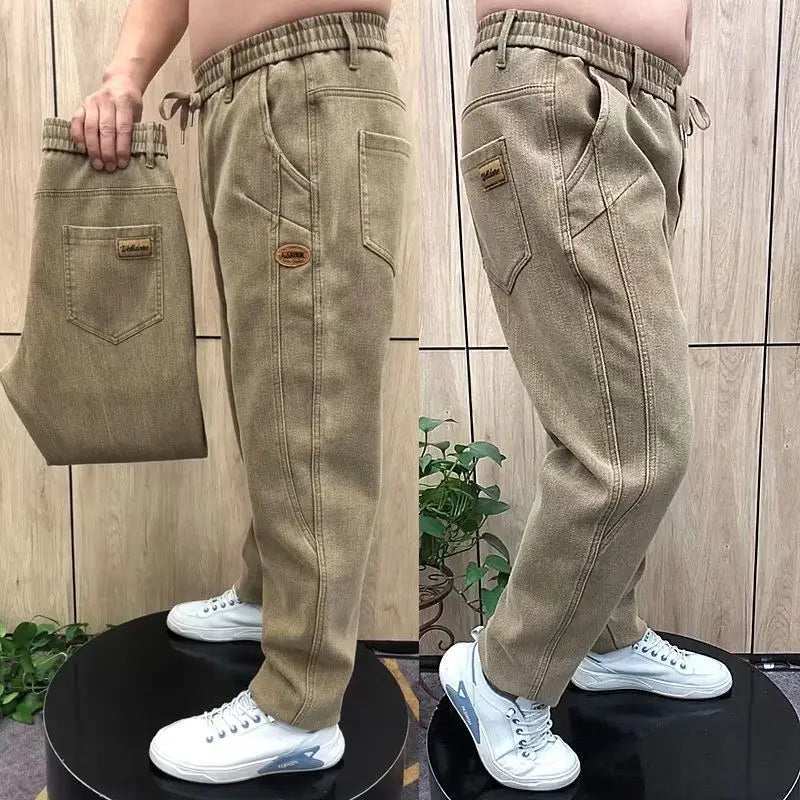 Autumn Pants Men's Jeans Men's Trousers Loose Versatile Autumn Winter High-waist Middle-aged Stretch Harem Pants