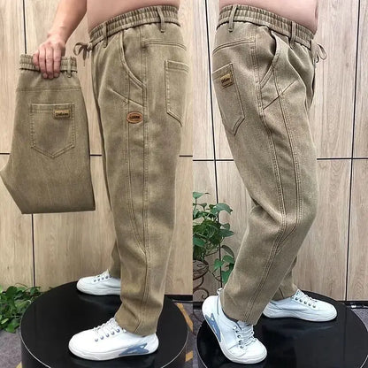 Autumn Pants Men's Jeans Men's Trousers Loose Versatile Autumn Winter High-waist Middle-aged Stretch Harem Pants