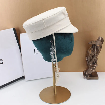 Brand Designer New Winter Embroidery Letter Baker Boy Straw Caps Purple Newsboy Caps Thick Warm Flat Cap Chapeau Homme