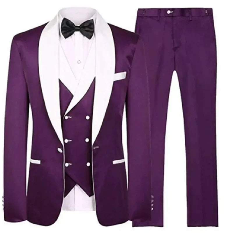 Tailor Made blue Men's Suits Groom Tuxedos Peak Lapel Best Man Suits Mens Wedding Suits (Jacket+Pants+Vest)