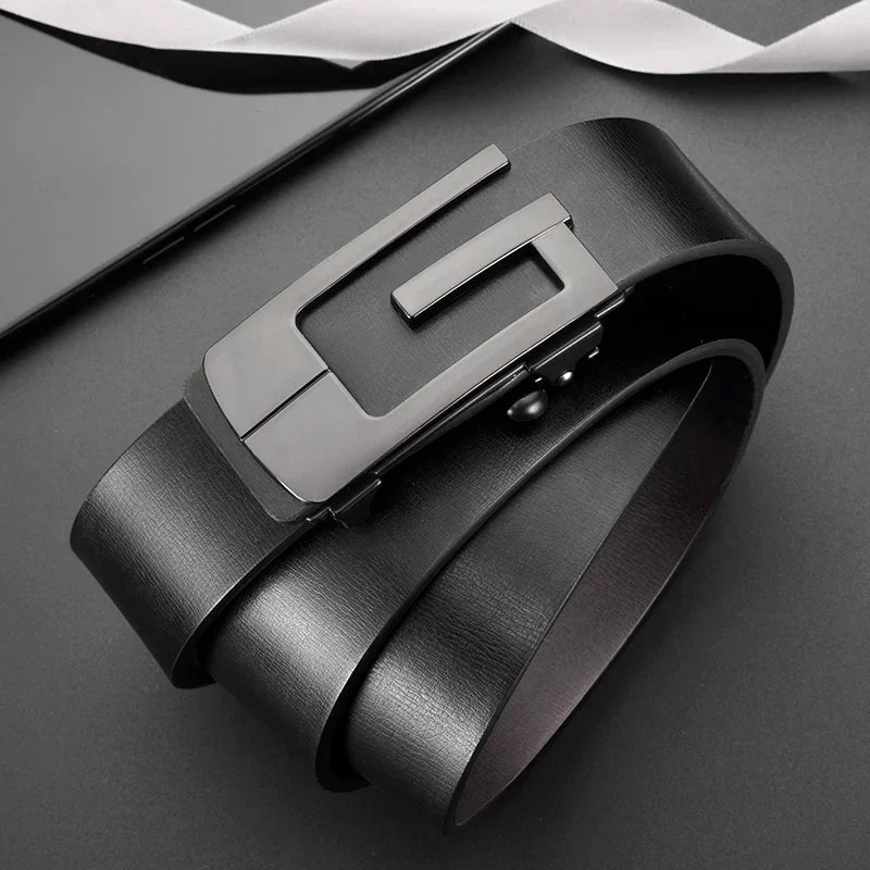 Fashionable and Simple Men's G-Shaped Metal Automatic Buckle Belt High Quality Men's Business Belt Suitable for Formal Occasions