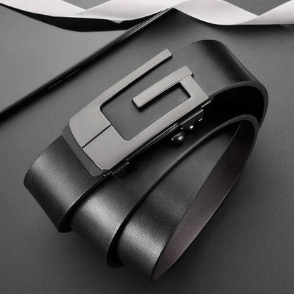 Fashionable and Simple Men's G-Shaped Metal Automatic Buckle Belt High Quality Men's Business Belt Suitable for Formal Occasions