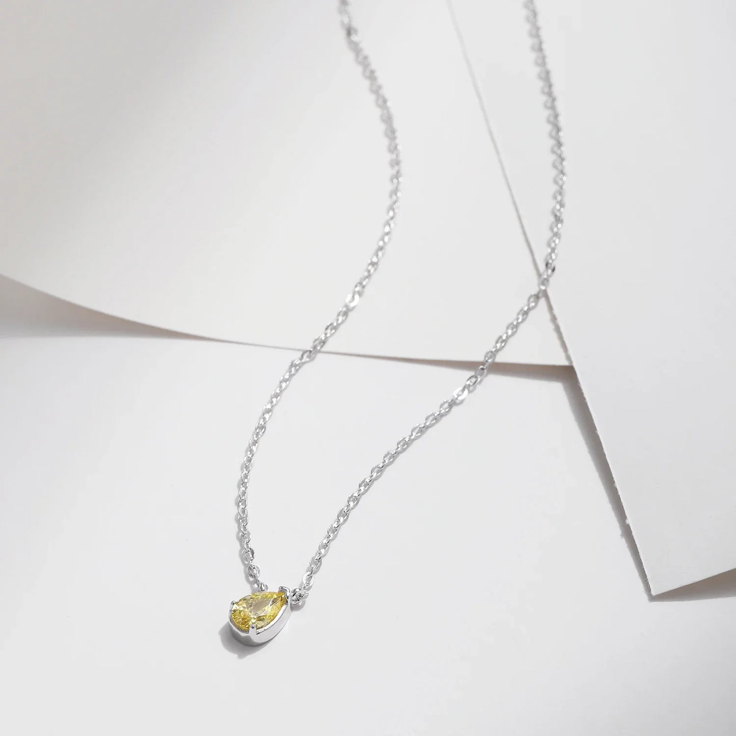 925 Sterling Silver Water Drop Zirconia Necklace Gold Plated Personalized Necklace For Women Wedding Fine Jewelry