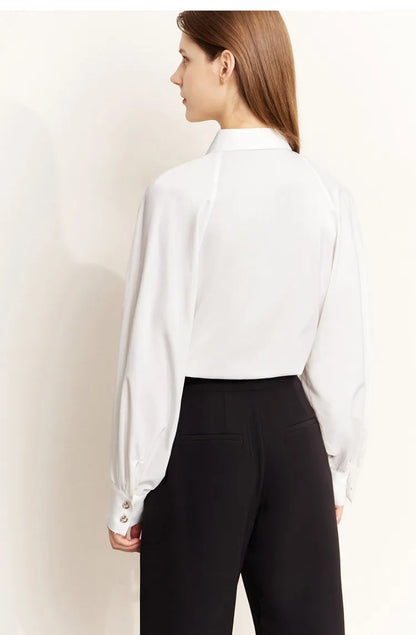 Minimalism Shirt Women 2025 French Puff Sleeve Business Shirts Female Blouse Urban Style Elegant Fashion Top 12241003
