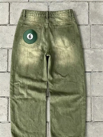 Y2K European and American men's fashion distressed casual pants hip-hop goth jeans straight pants men's clothing