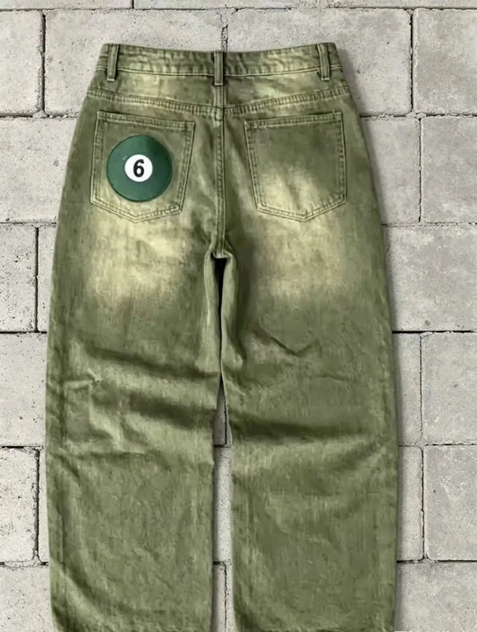 Y2K European and American men's fashion distressed casual pants hip-hop goth jeans straight pants men's clothing