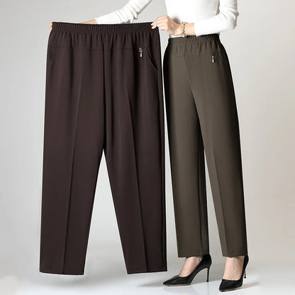 2025 Autumn Fashion Pants Brand Elastic Waist Size Women's Plus Size Thin Pants Casual Office Outdoor Pants
