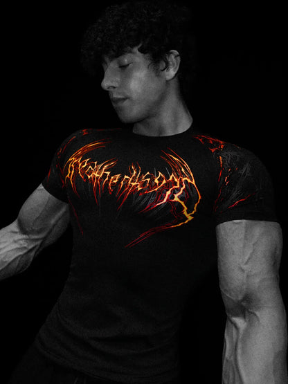 Dark Dragon Slayer Men's 2026 Summer New Fitness Clothes Speed Drying Running Printed Compression Clothes Sports T-shirt