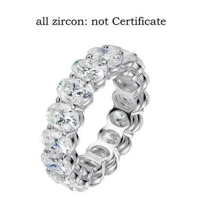 5*7mm Oval Cut Moissanite Ring for Women Full Eternity Bands Lab Diamond Promise Jewelry Pure S925 Silver Female Rings