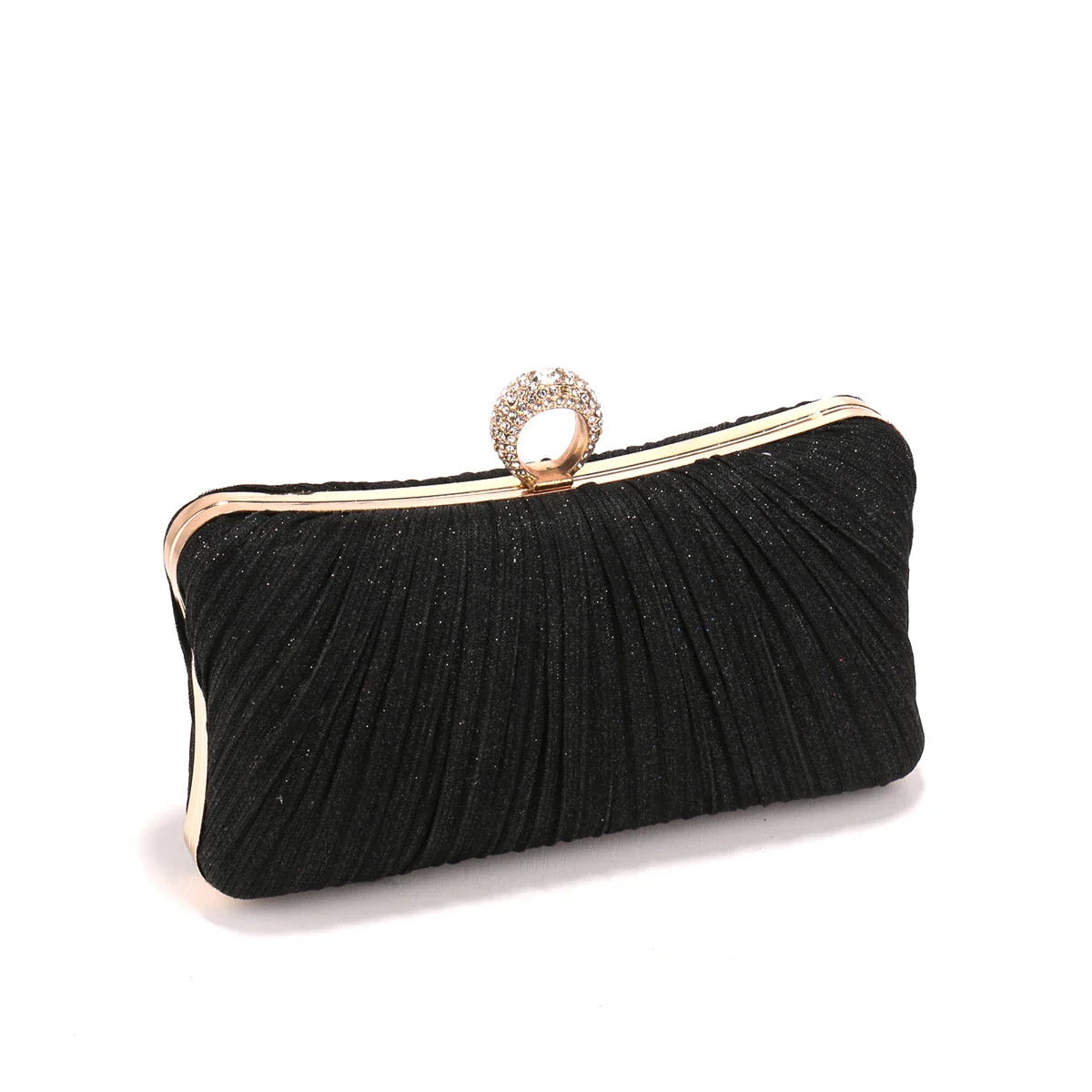 Valentine's Day Evening Bags Finger Ring Diamonds Clutch Ruched Fashion Prom Dinner Handbags With Chain Purse