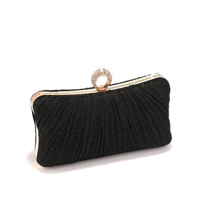 Valentine's Day Evening Bags Finger Ring Diamonds Clutch Ruched Fashion Prom Dinner Handbags With Chain Purse
