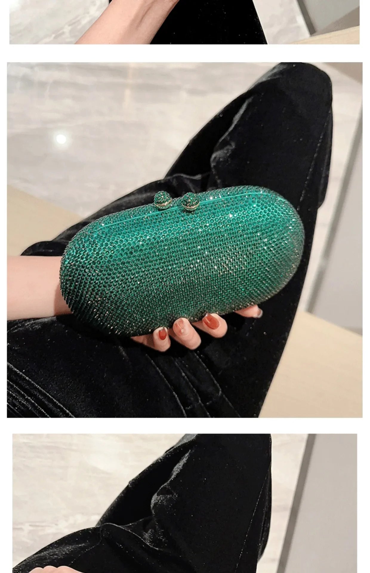Fashionable Diamond Encrusted Evening Clutch Women's Handbag Luxury Oval Shape Ball Gown Purse Korean Style Hard  Handbag