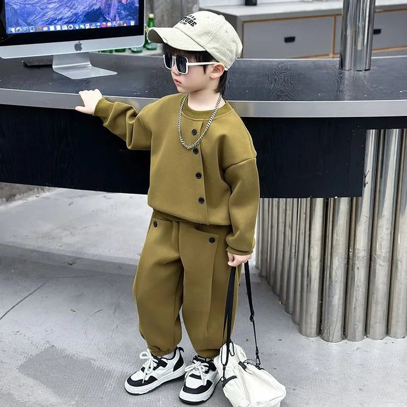 Sweatshirt Set Children Clothing Top Bottom Clothing 4 Years Korean Kids Clothes 2025 New Children's Child Autumn Winter Boy