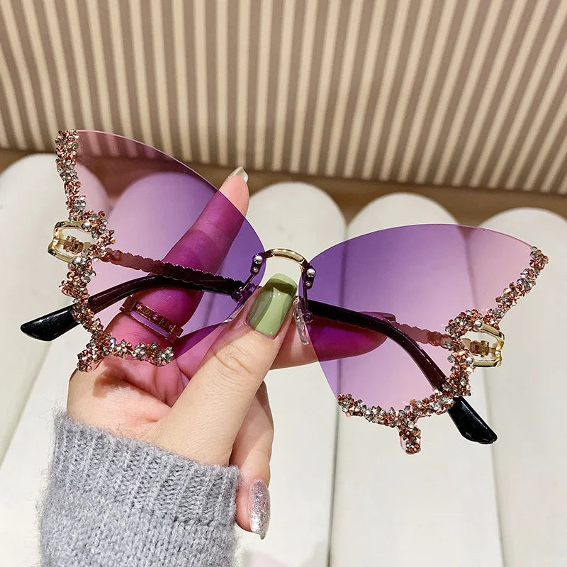 Cycling New Y2K Style Women Fashion Sunglasses Oversize Butterfly Shape Diamond Edge Design Sun Glasses Street Party Glasses