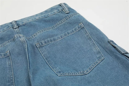 Y2K Cargo Jeans Women's Baggy Wide Leg Multi-Pocket Fashion Denim Pants Harajuku Streetwear Female Vintage Loose Casual Pants