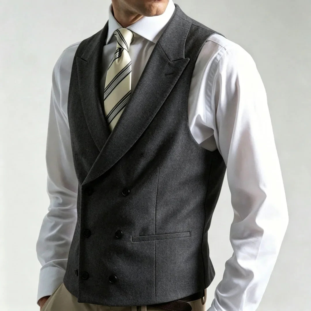 Men Vest Ivory Double Button With Lapel Waistcoat For Wedding Banquet Party Business Work Office Casual Daily Men Suit Vest