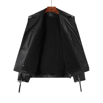 Men's Natural Leather Motorcycle Jacket Top Layer Causal Vintage Retro Moto Suit Leather Coat  Dropshipping