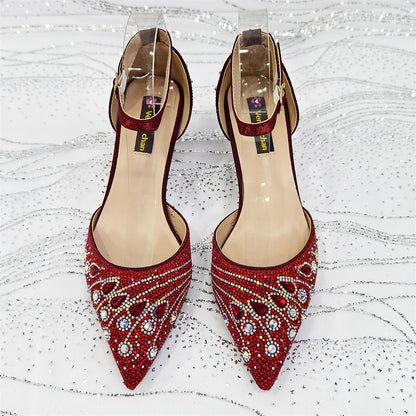 Elegant Italian Design Pointy Heels with Rhinestone-Embellished Laurel Shape - Comfortable & Durable for Every Occasion
