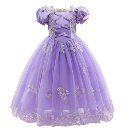 Girl Pink Aurora Cosplay Princess Dress Up Kids Christmas Halloween Tulle Fancy Rapunzel Costume for Children Girls Birthday