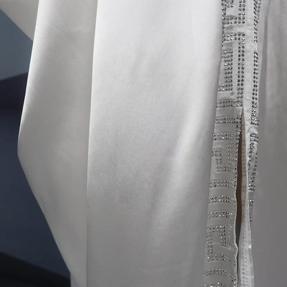 Fashion African Woman Large Size Bat Sleeve Dress Muslim Islamic Style Robe Imitation Silk Hot Fix Rhinestone