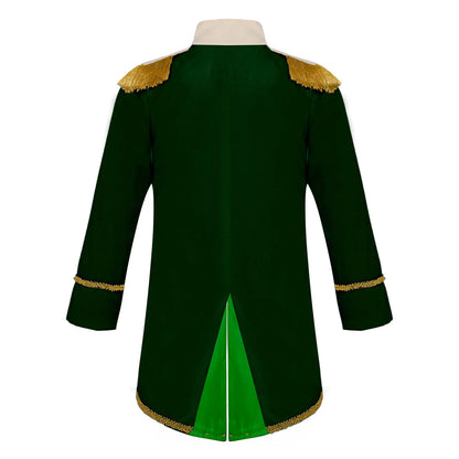 Little Boys Prince Cosplay Costume Long Sleeve Gold Fringe Braiding Velvet Tuxedo Tailcoat Royal Court Cosplay Jacket Dress Up