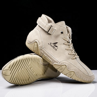 New 2025 Handmade Men Boots Design Sneakers Man Outdoor Non-Slip Casual Leather Men Shoes Ankle Boots Breathable Hot Sale