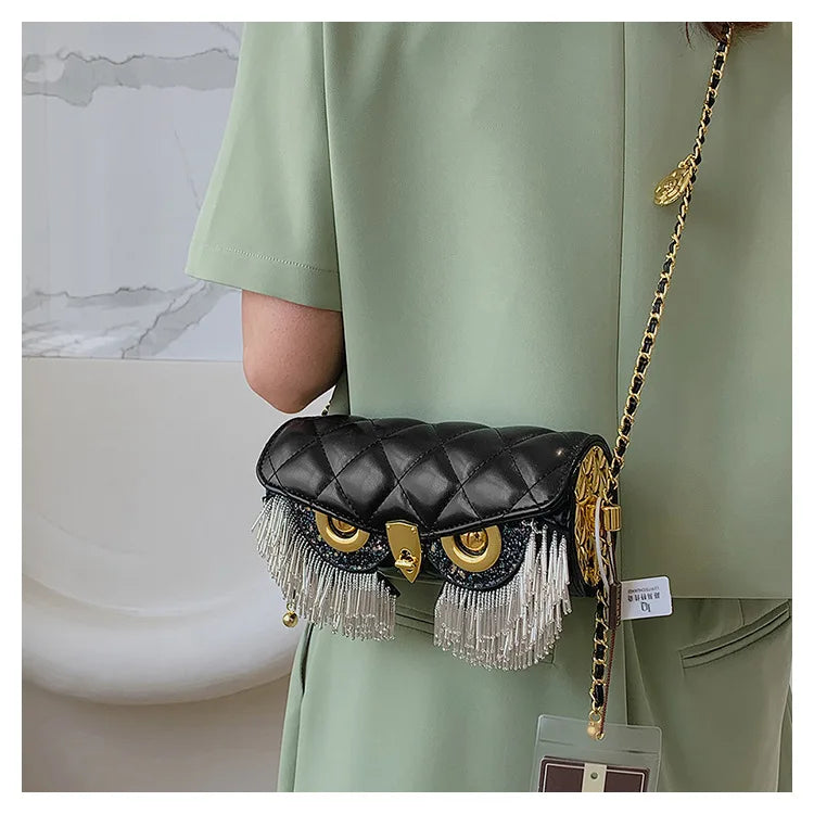 Cute Owl Bags for Women 2026 New Luxury Designer Handbag Fashion Tassel Crossbody Bag Leather Animal Print Shoulder Bag Woman