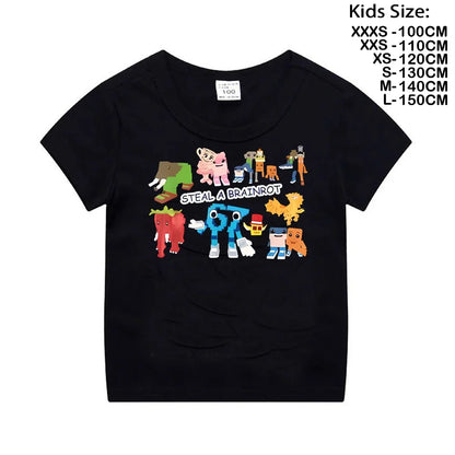 Steal A BrainRot Shirt Funny Gamer Meme for Boys T-Shirt 67 Six Seven Funny Italian Brainrot Kids Gaming Y2k Saying Tee