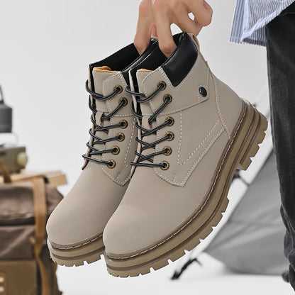 Handmade Outdoor Men Genuine Leather Boots Male Comfortable Business Party Casual Shoes Street Thick Sole Lace Up Shoes Big Size