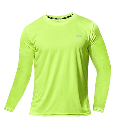 Men's Quick Dry Long Sleeve Gym Running Moisture Wicking Round Neck T-Shirt Training Exercise Gym Sport Shirt Tops Lightweight