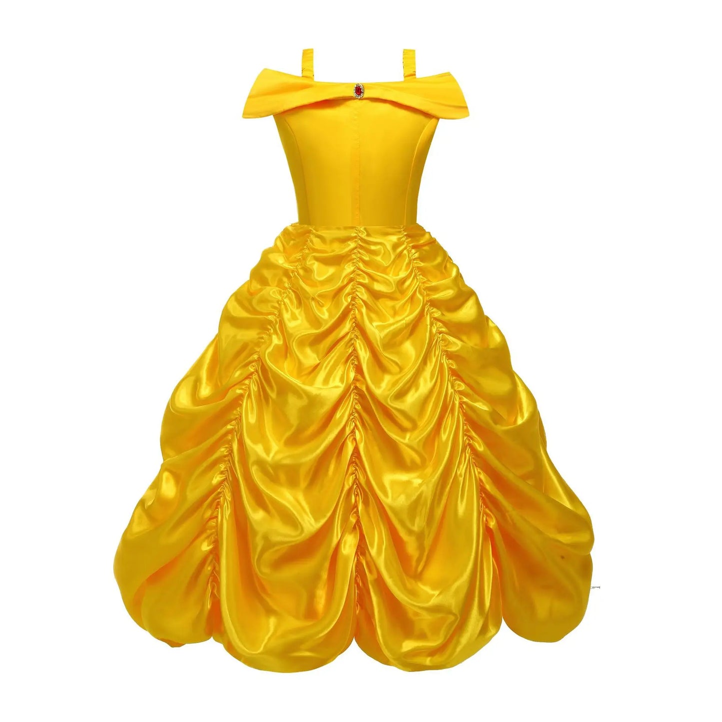 Off Shoulder Yellow Princess Dress for Kids Girl Belle Role Playing Clothing Fancy Carnival Party Birthday Ball Gowns Halloween