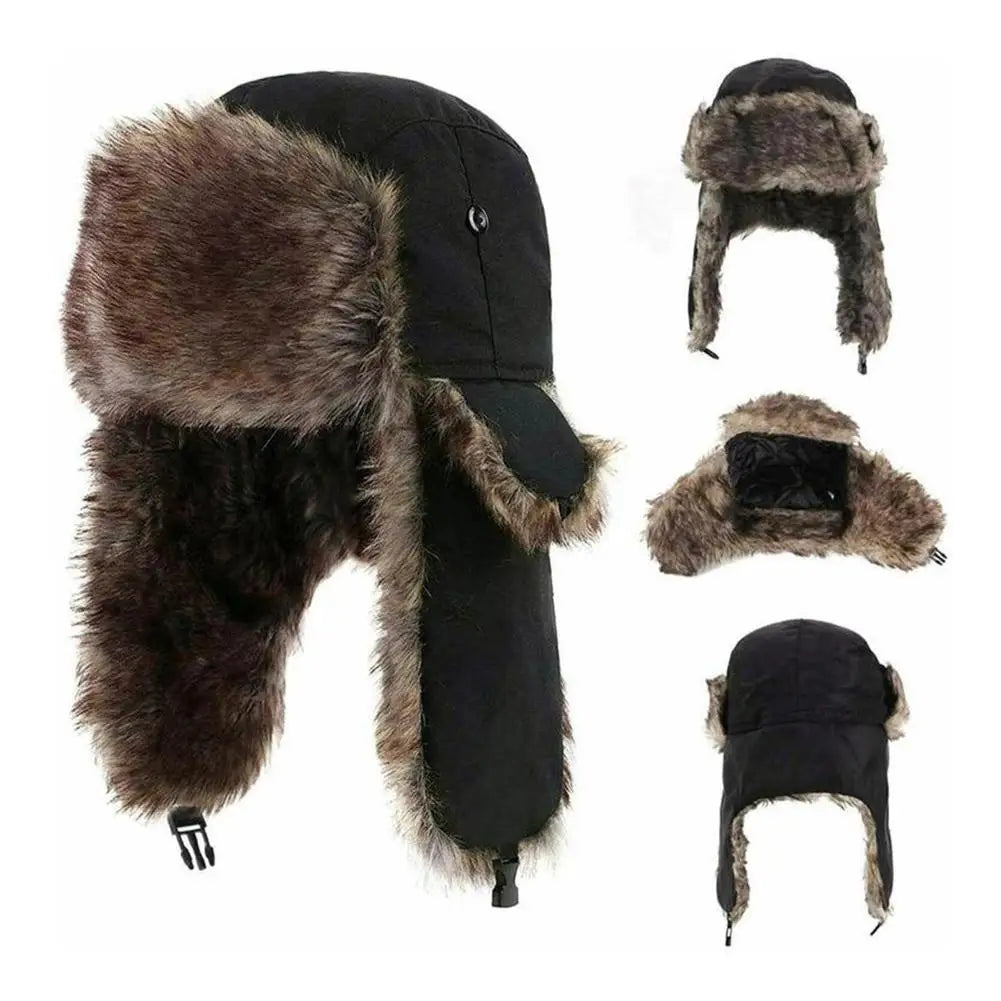 Men Women Russian Hat Trapper Bomber Hats Winter Thermal Male Caps Hat Faux Earflap Ski Lei Feng Snow Caps Outdoor Ushanka Y1D0