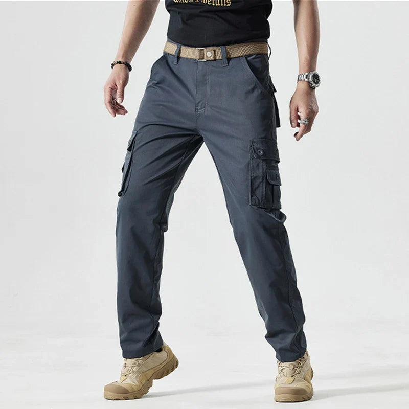 Autumn Work Pants Men Multi-pockets Cargo Trousers Casual Wear-resistant Workwear Spring Straight Pant Outdoor Hiking Trousers