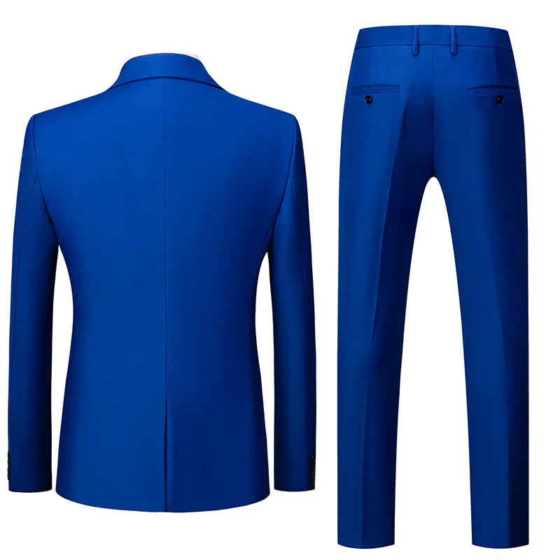 2026 New Men's Suit 3-Piece, Wedding Party Dress Jacket Vest Trousers, Fashion Slim Fit Blazer Waistcoat Pants Red Blue Green
