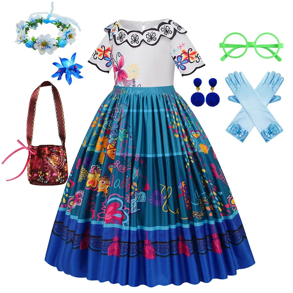 Mirabel Costume Girl Charm Encanto Disguise Dress Birthday Princess Theme Party Fantasy Outfits Toddler Girls Carnival Sets