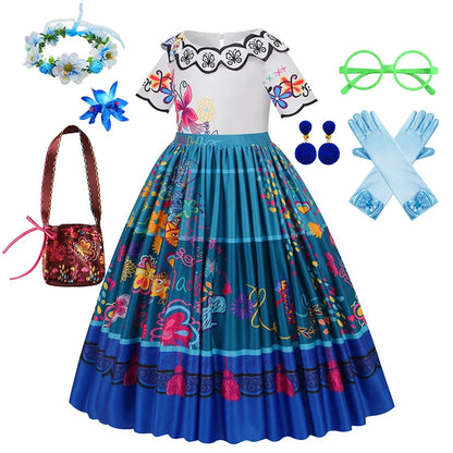 Mirabel Costume Girl Charm Encanto Disguise Dress Birthday Princess Theme Party Fantasy Outfits Toddler Girls Carnival Sets