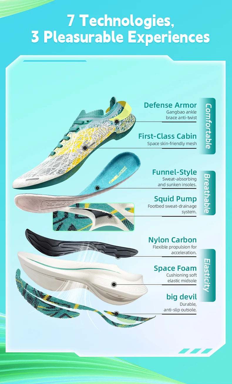 Marathon Carbon Plate Running Shoes Shock Absorption Ultra-light Sports Shoes Rebound Technology Outdoor Men Sneakers