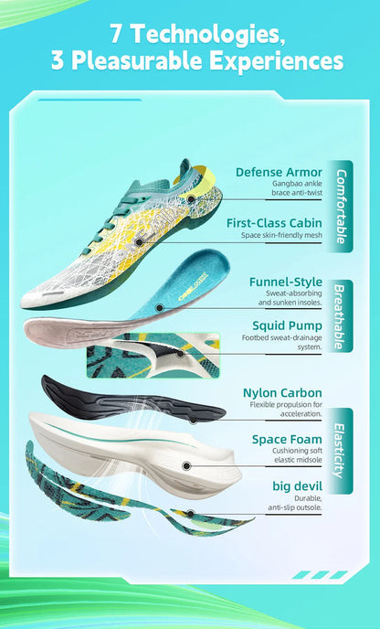 Marathon Carbon Plate Running Shoes Shock Absorption Ultra-light Sports Shoes Rebound Technology Outdoor Men Sneakers