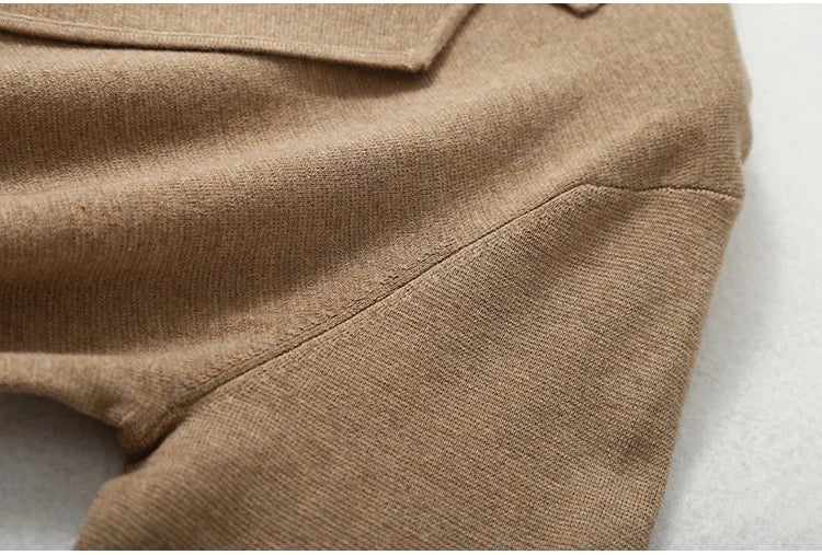Women Blazer Cashmere Silk Blends Solid Colors Camel Long Sleeve Buttons Down Fashion Jacket Coat  Winter Warm XL XXL LY051