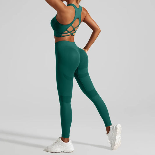 Women's Workout Set 2 Piece, High Impact Sports Bra and High Waist Leggings, Quick Dry Fitness Yoga Suit