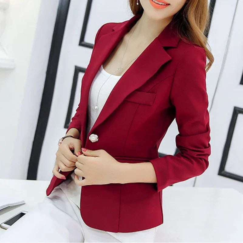 Women Korea Blazer 2025 Formal Slim Black Blazers Office Lady Work Suit Pockets Jackets Coat Female Casual Short Blazer Femme